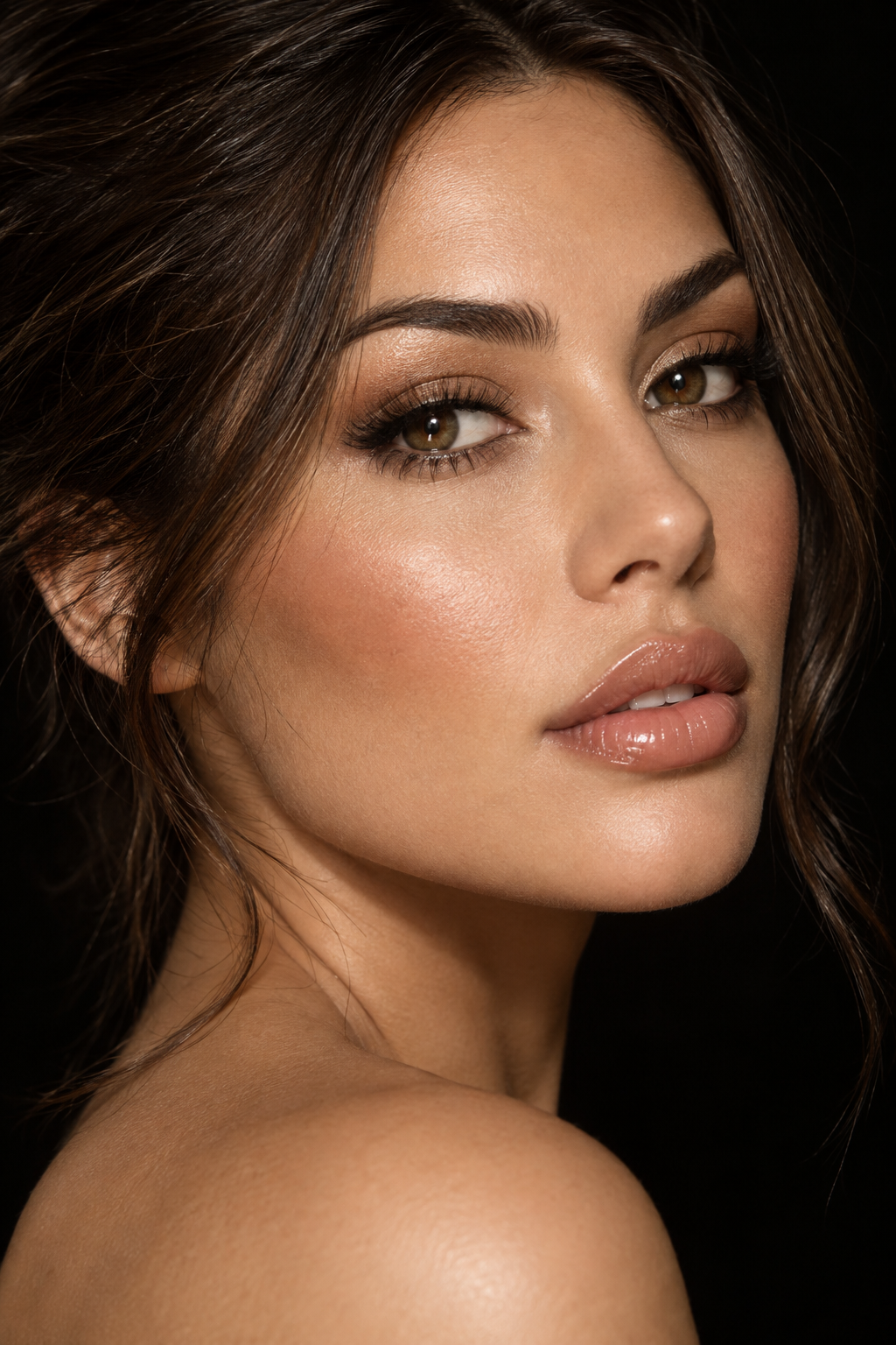 Soft glam makeup with luminous skin